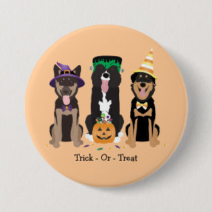 Trick Or Treat Dogs In Halloween Costumes Button