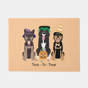 Trick Or Treat Dogs In Halloween Costumes Doormat