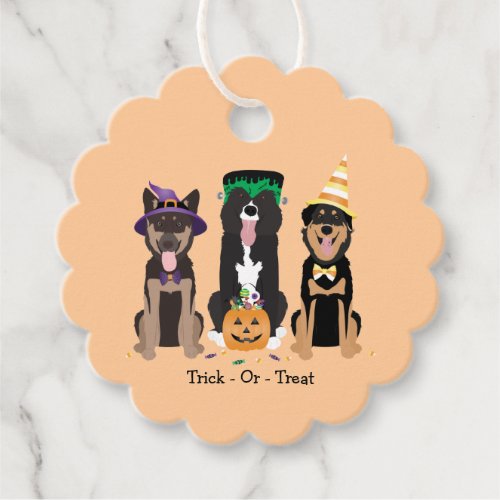 Trick Or Treat Dogs In Halloween Costumes Favor Tags