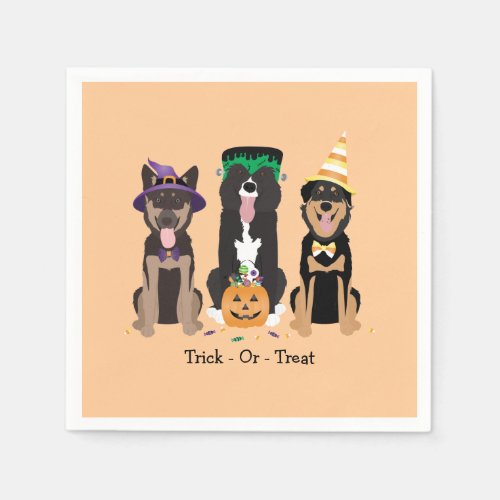 Trick Or Treat Dogs In Halloween Costumes Napkins