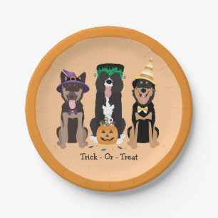 Trick Or Treat Dogs In Halloween Costumes Paper Plates