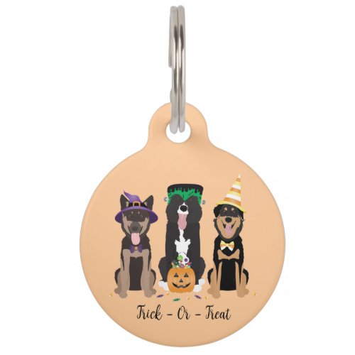 Trick Or Treat Dogs In Halloween Costumes Pet ID Tag