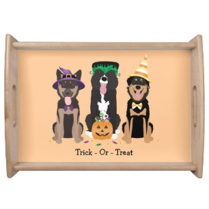 Trick Or Treat Dogs In Halloween Costumes Serving Tray