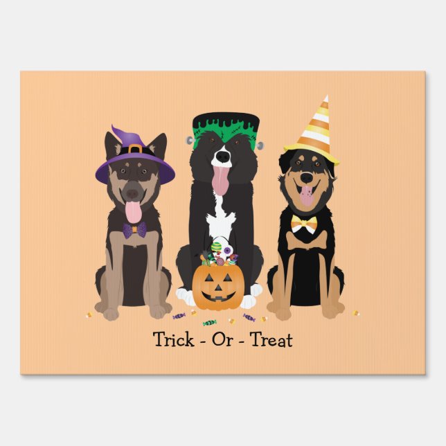 Trick Or Treat Dogs In Halloween Costumes Sign (Front)