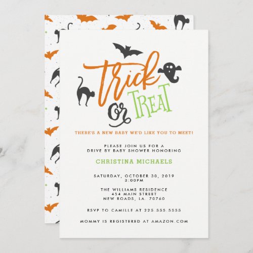 Trick or Treat Drive By Baby Shower Invitations