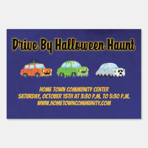 Trick or Treat Drive By Car Haunted Halloween Sign
