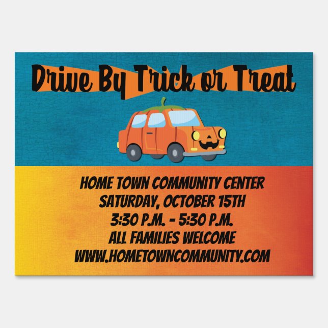 Trick or Treat Drive By Halloween Event Sign (Front)