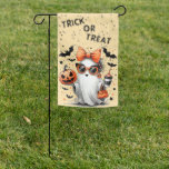 Trick or Treat Elegant Ghost Lady With Sunglasses Garden Flag