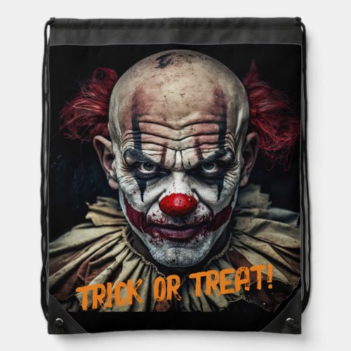 Trick Or Treat  Evil Clown Drawstring Bag