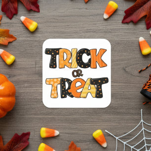 "Trick or Treat" Festive Halloween Square Sticker