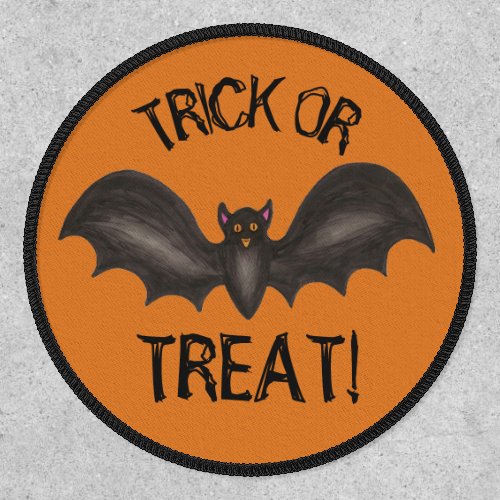 Trick or Treat Flying Black Bat Happy Halloween Patch