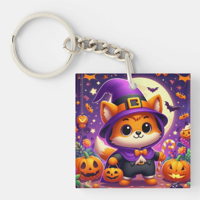 Trick or Treat Fox Keychain (Front)