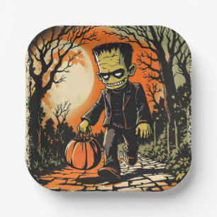 "Trick or Treat Frankie" Replica Circa 1950's Paper Plates