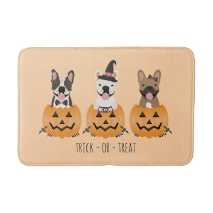 Trick Or Treat French Bulldogs Pumpkin Bath Mat