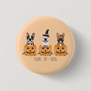 Trick Or Treat French Bulldogs Pumpkin Button