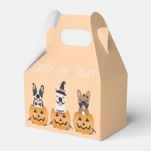 Trick Or Treat French Bulldogs Pumpkin Favor Boxes