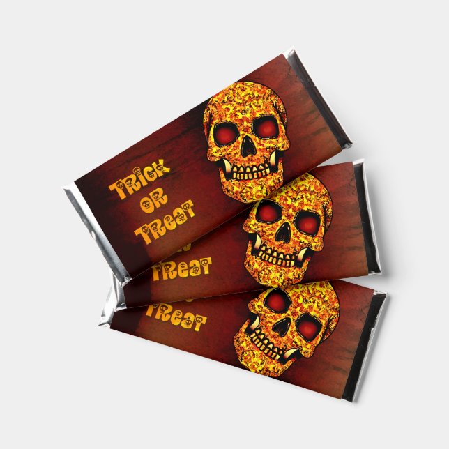 Trick or treat frightening Halloween skull  Hershey Bar Favors (Front)