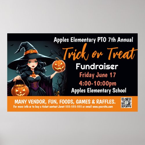 TRick or treat Fundraiser PTO PTA Church Banner Poster