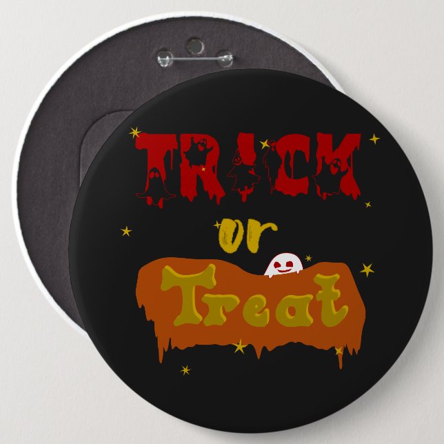 Trick or Treat Funny Boo Halloween Button (Front & Back)