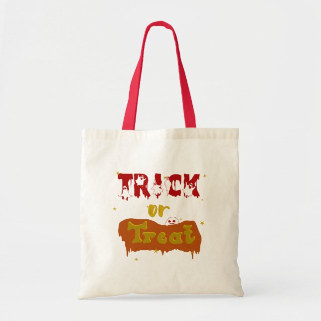 Trick or Treat Funny Boo Halloween Tote Bag (Front)