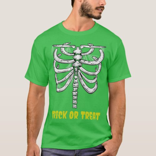 Trick Or Treat Funny Skeleton Halloween Design T_Shirt