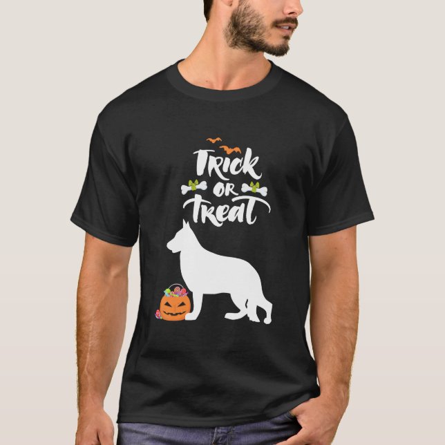 Trick Or Treat German Shepherd Dog Halloween Costu T-Shirt (Front)