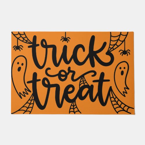 Trick or Treat Ghost and Spiders Doormat