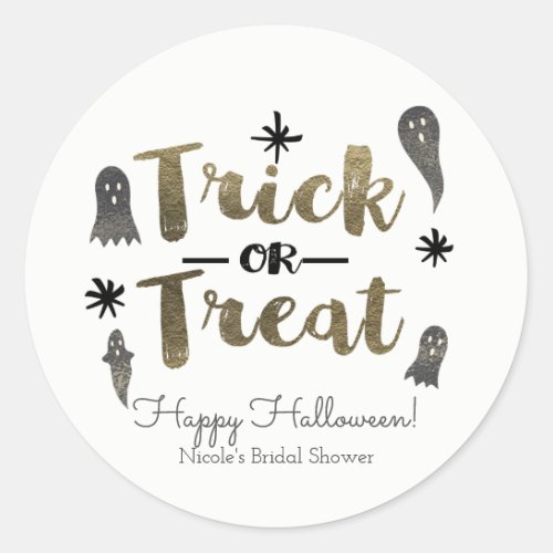 Trick or Treat Ghost Chic Halloween Party Favor Classic Round Sticker