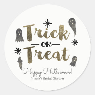 Trick or Treat Ghost Chic Halloween Party Favor Classic Round Sticker