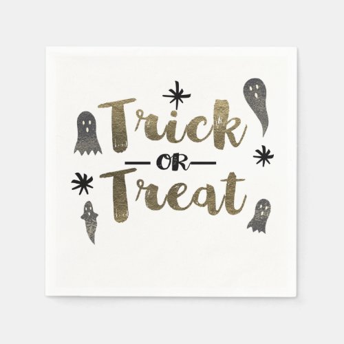 Trick or Treat Ghost Chic Modern Halloween Party Paper Napkins