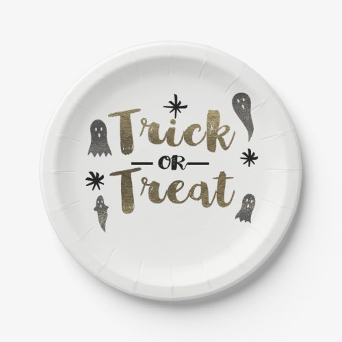 Trick or Treat Ghost Chic Modern Halloween Party Paper Plates