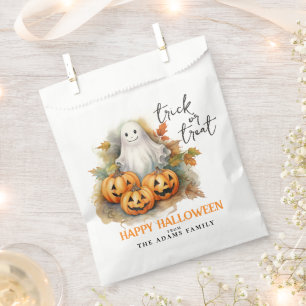 Trick Or Treat Ghost Custom Name Happy Halloween  Favor Bag
