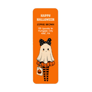 Trick or Treat Ghost Cute Halloween Return Address Label