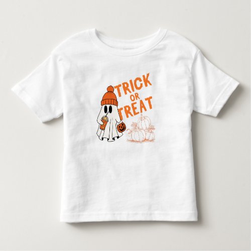 Trick or Treat ghost design with pumpkin latte Toddler T_shirt