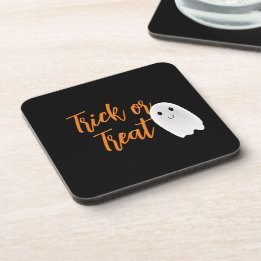 Trick or Treat Ghost Halloween Beverage Coaster