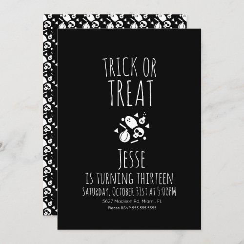 Trick or Treat Ghost Halloween Birthday Invitation