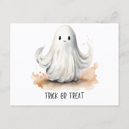 Trick or Treat Ghost Halloween Holiday Postcard