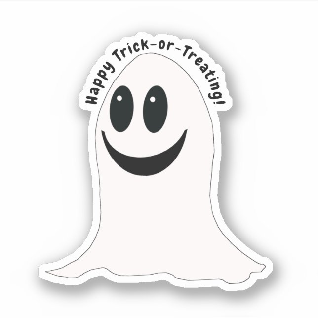 Trick-or-Treat Ghost Halloween Sticker (Front)