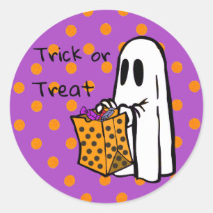 Trick or Treat Ghost Halloween Stickers