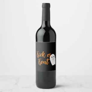 Trick or Treat Ghost Halloween Wine Label