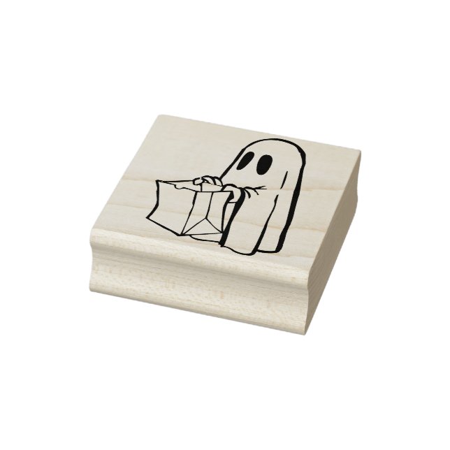 Trick or treat ghost illustration art stamp (Stamp)