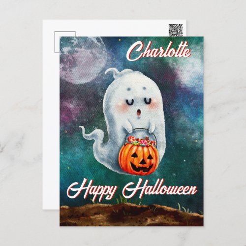 Trick or Treat Ghosts Are Sweet Happy Halloween Postcard