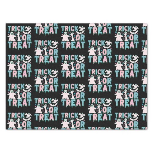 Trick or Treat Ghosts Cute Black Halloween Tissue Paper