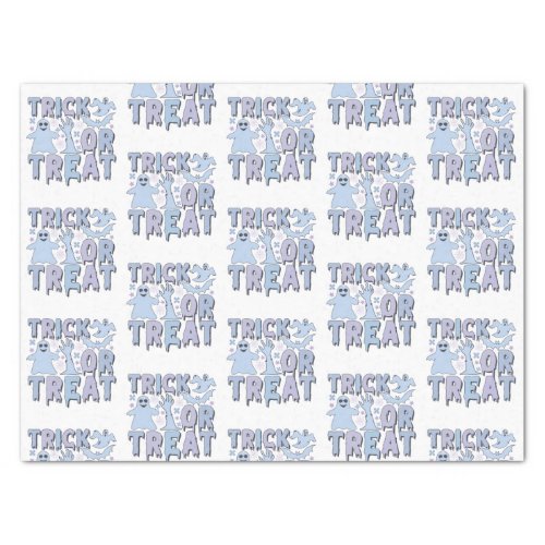 Trick or Treat Ghosts Cute White Halloween Tissue Paper