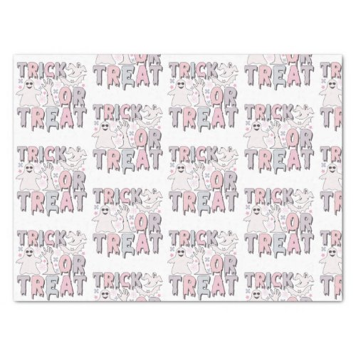 Trick or Treat Ghosts Cute White Halloween Tissue Paper