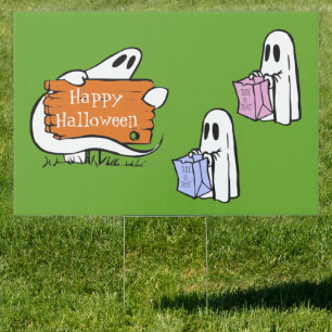  Trick or Treat Ghosts Halloween Yard Sign