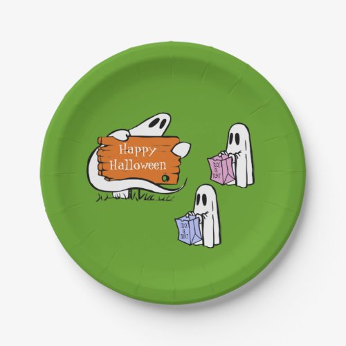  Trick or Treat Ghosts Paper Plates