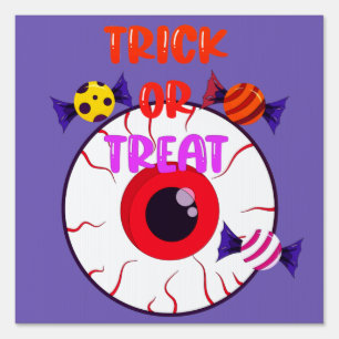 Trick Or Treat - Giant Eyeball And Halloween Candy Sign
