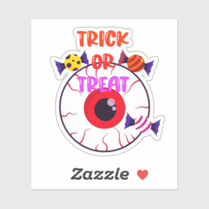 Trick Or Treat - Giant Eyeball And Halloween Candy Sticker