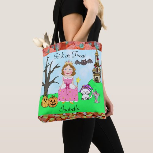 Trick or Treat Girls Princess Halloween Candy Tote Bag